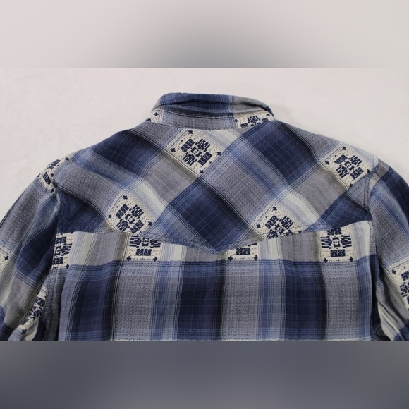 American Eagle Western Long Sleeve Plaid Pearl Snap‎ Button Down Women's Small - Picture 9 of 16